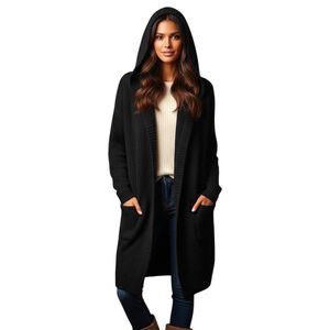 Barefoot Dreams Cozychic Lite Hooded Cardigan Black Size L Open Front